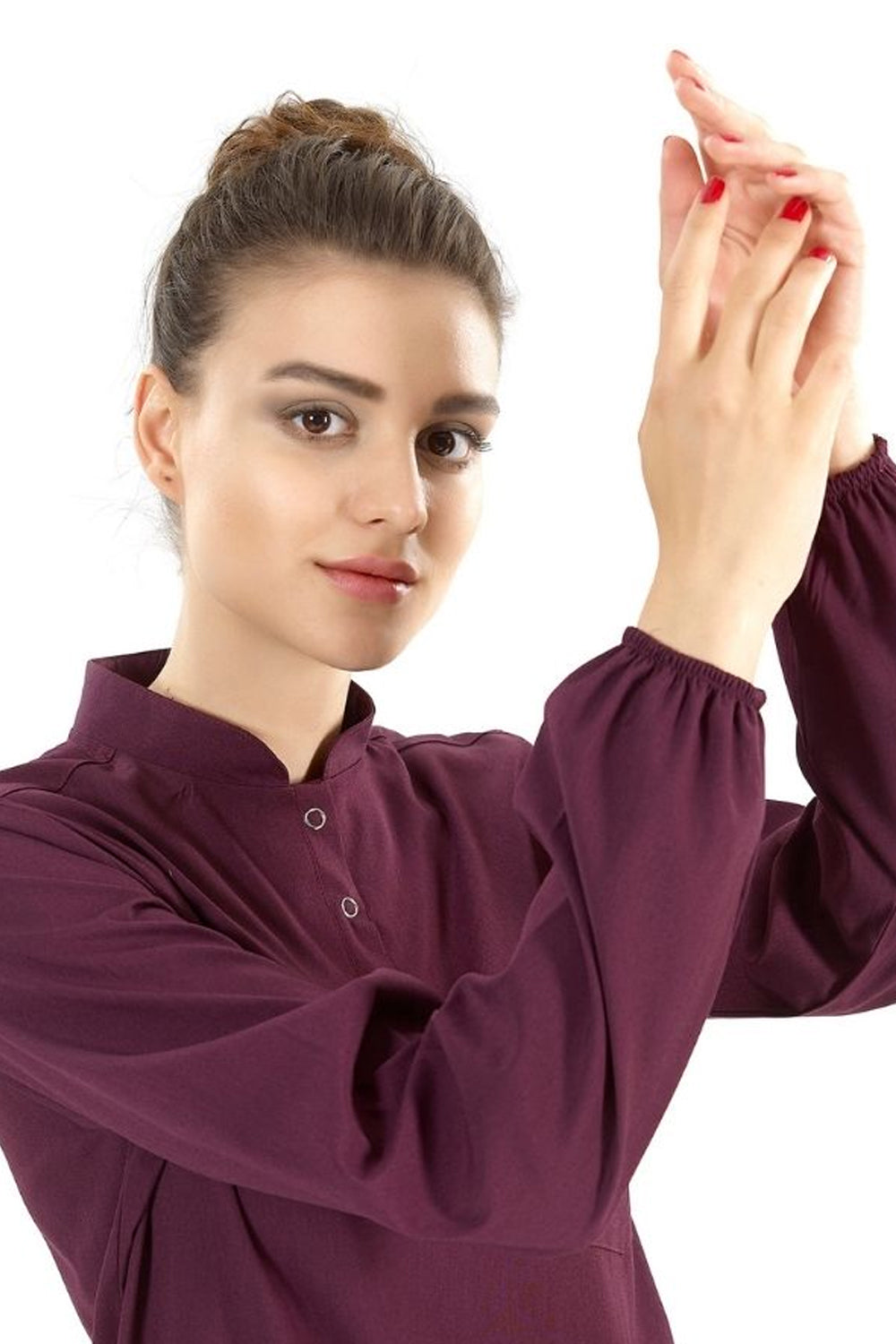 Lux Lycra Judge Collar Hijab Suit - Plum