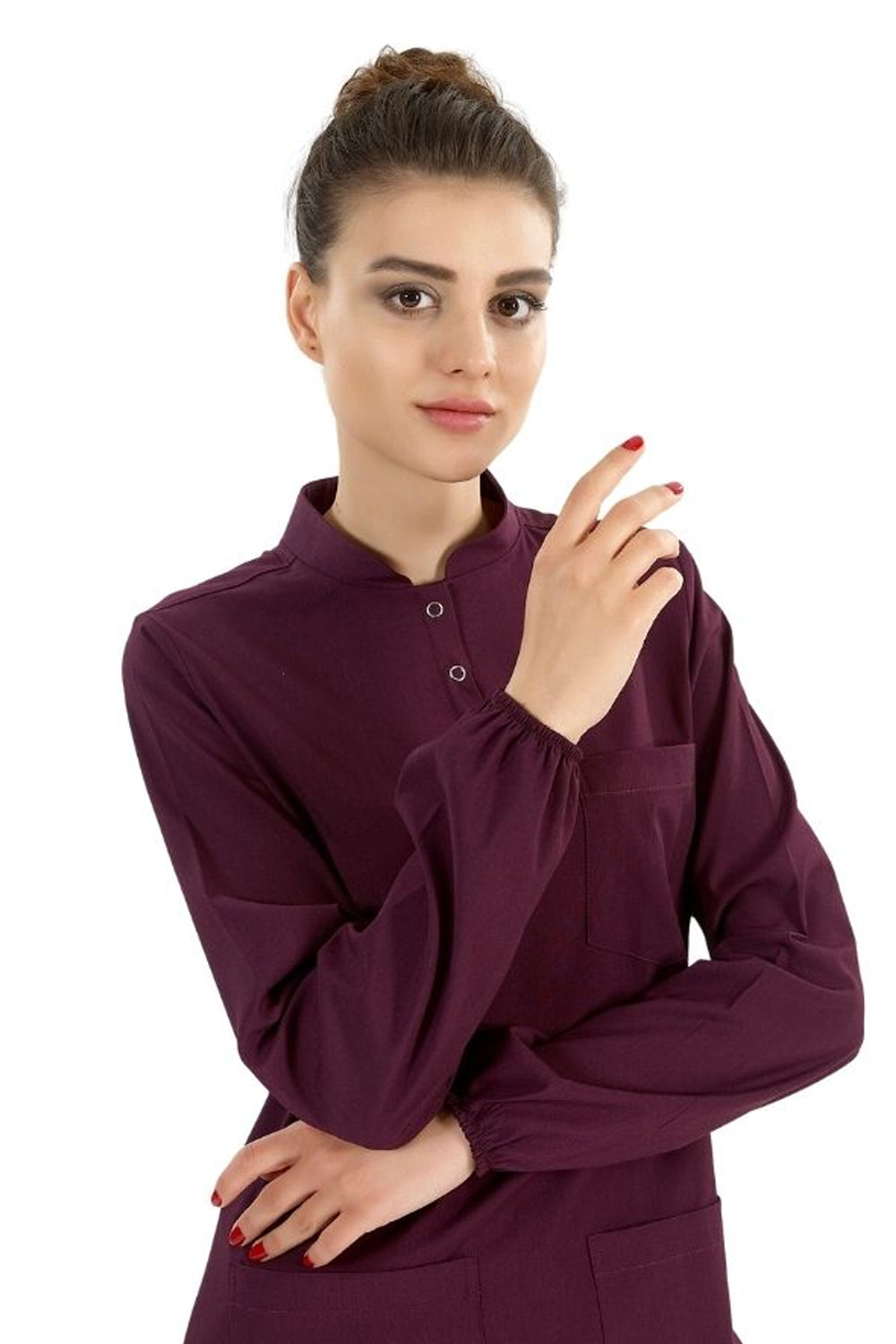 Lux Lycra Judge Collar Hijab Suit - Plum