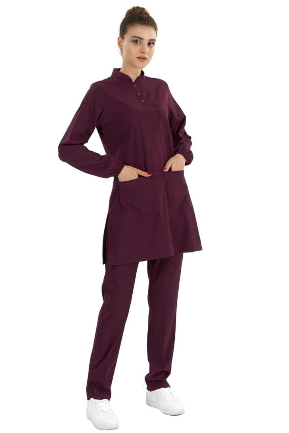 Lux Lycra Judge Collar Hijab Suit - Plum