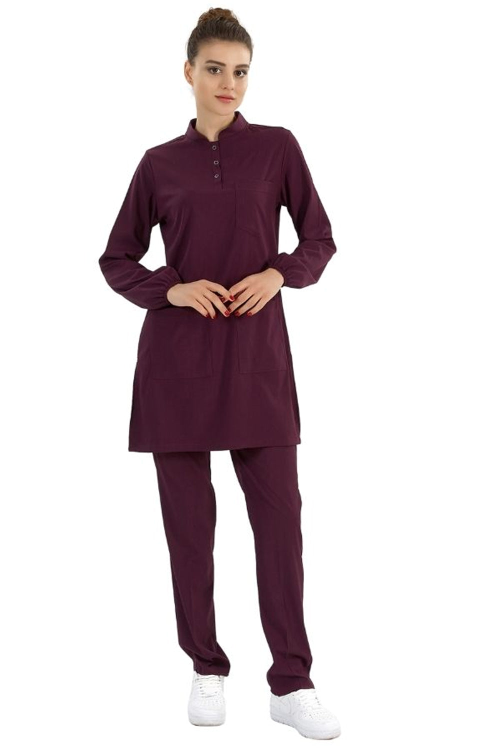Lux Lycra Judge Collar Hijab Suit - Plum