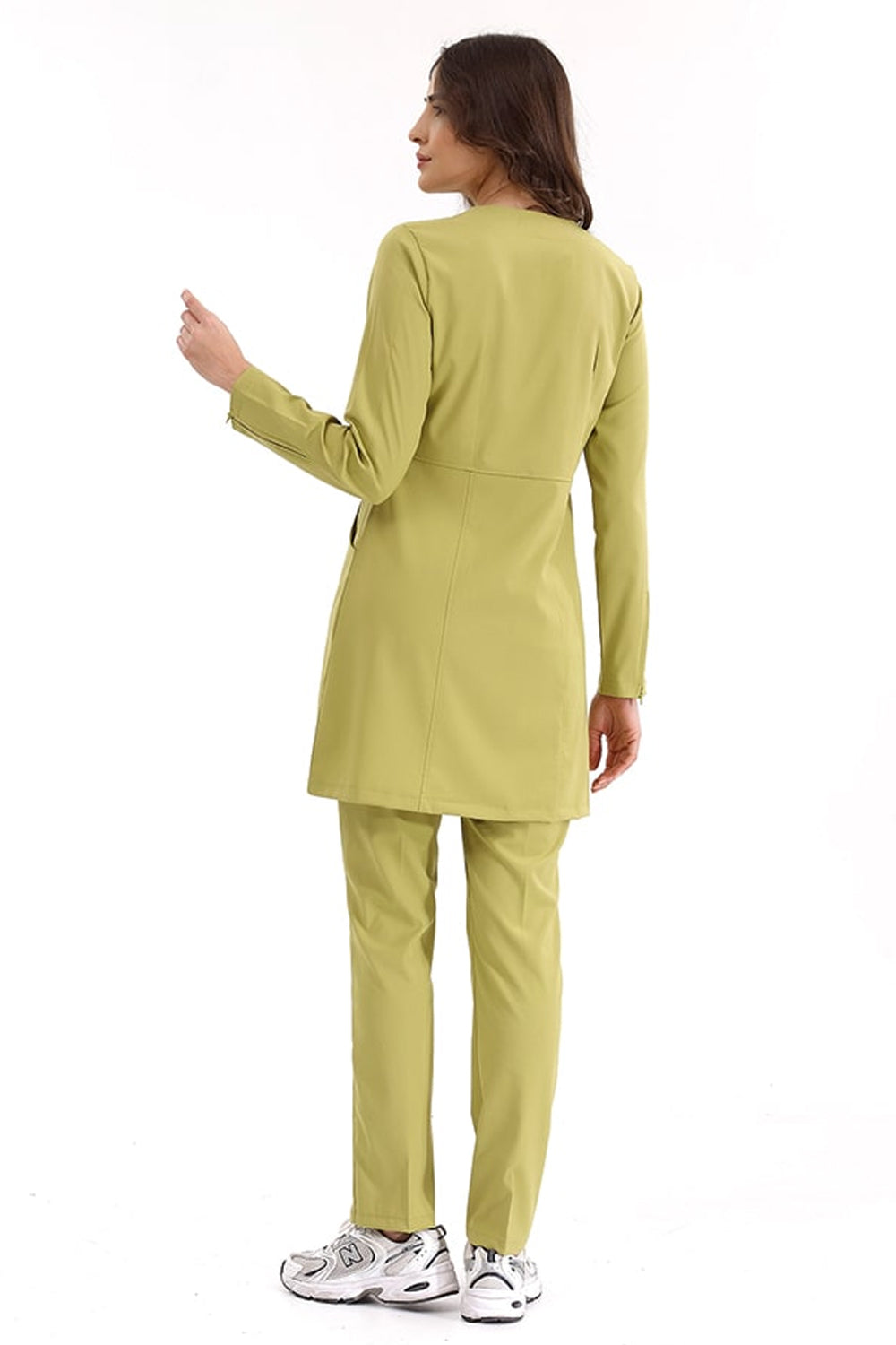 Lux Lycra Zippered Hijab Suit - Pistachio