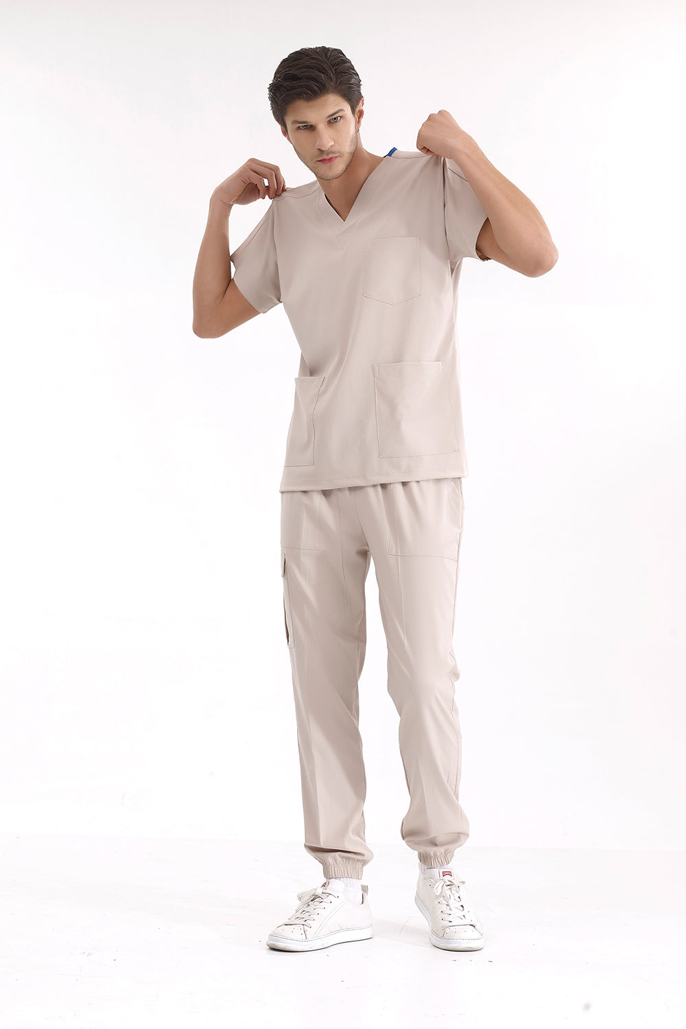Jogger Lux Lycra Greys Suit - Cream