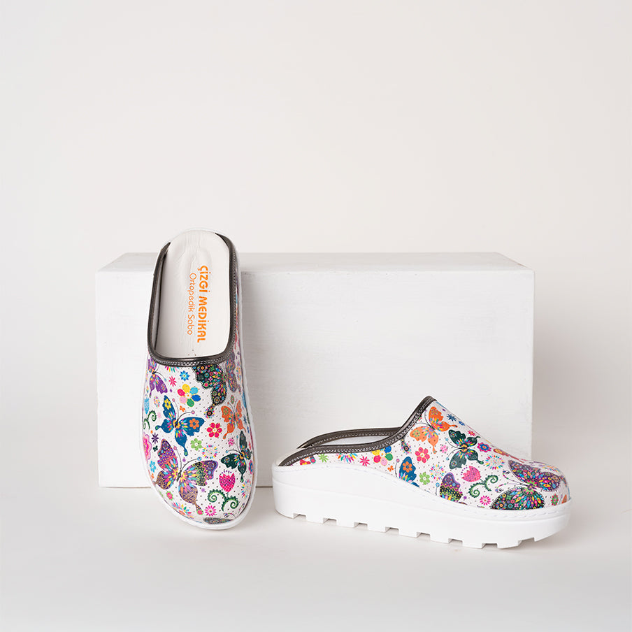 Fit Vivacolor Greys Gold Sabo Slippers - Butterfly