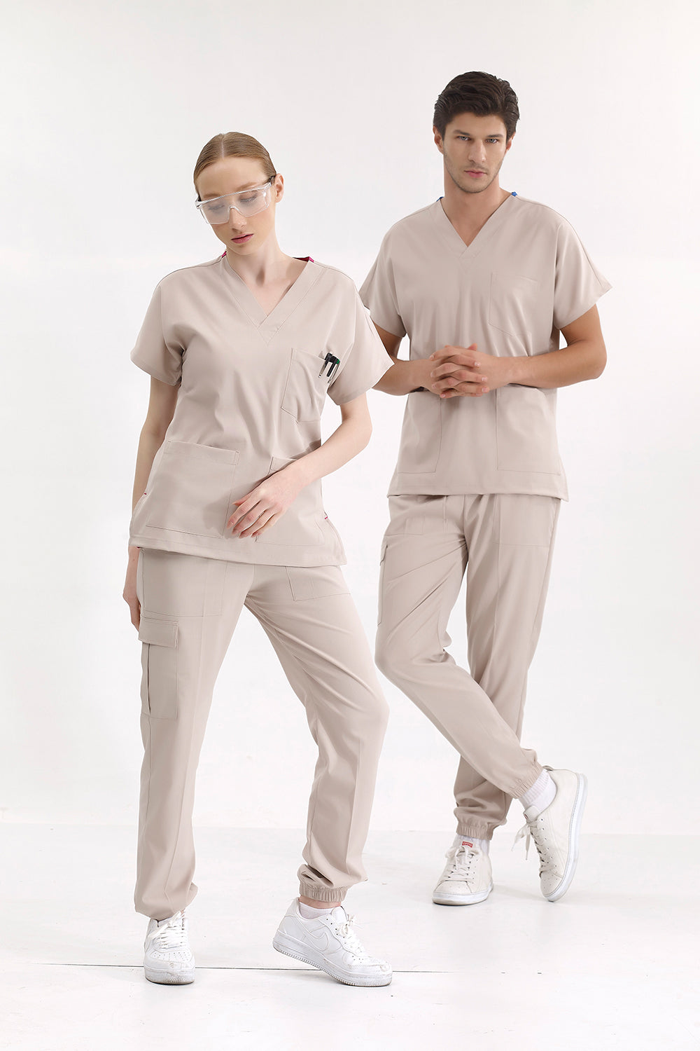 Jogger Lux Lycra Greys Suit - Cream