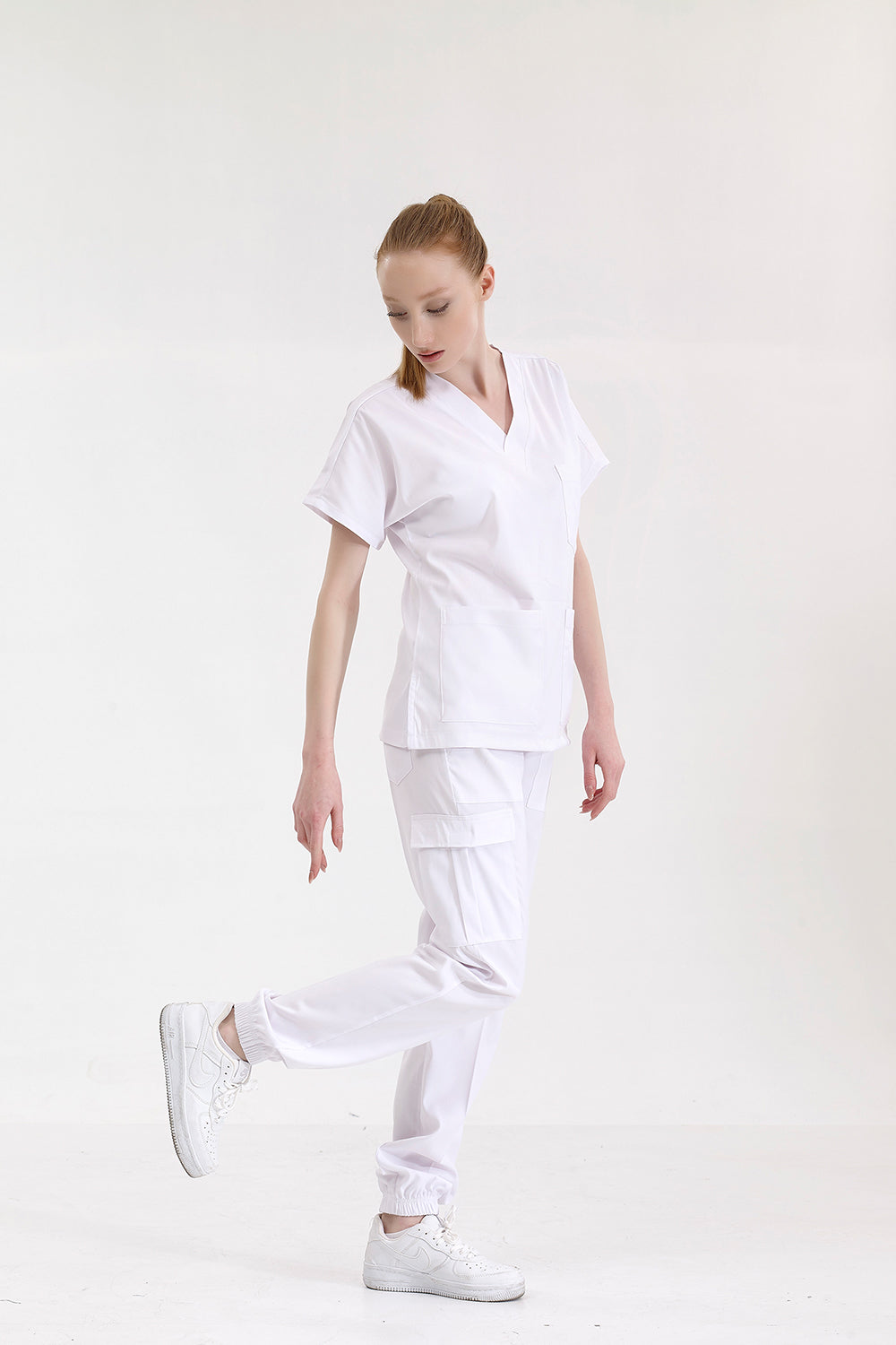 Jogger Lux Lycra Greys Suit - White