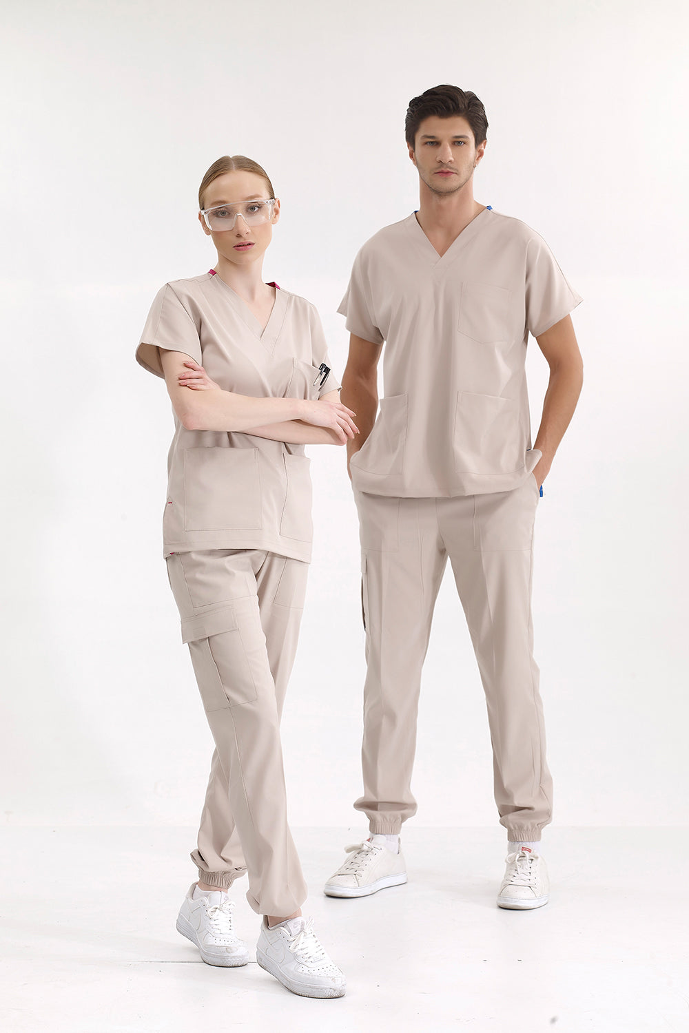 Jogger Lux Lycra Greys Suit - Cream