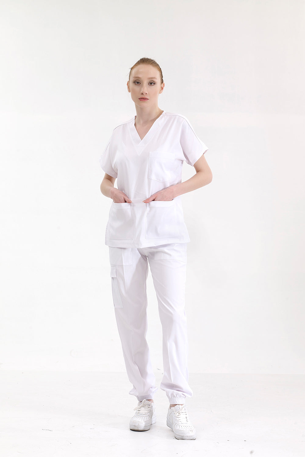 Jogger Lux Lycra Greys Suit - White