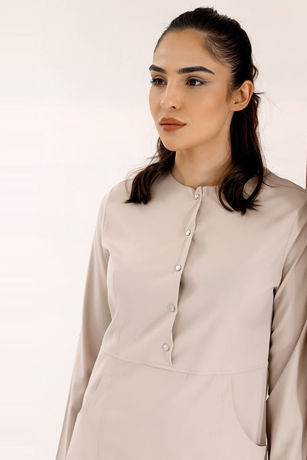 Lux Lycra Zippered Hijab Suit - Cream