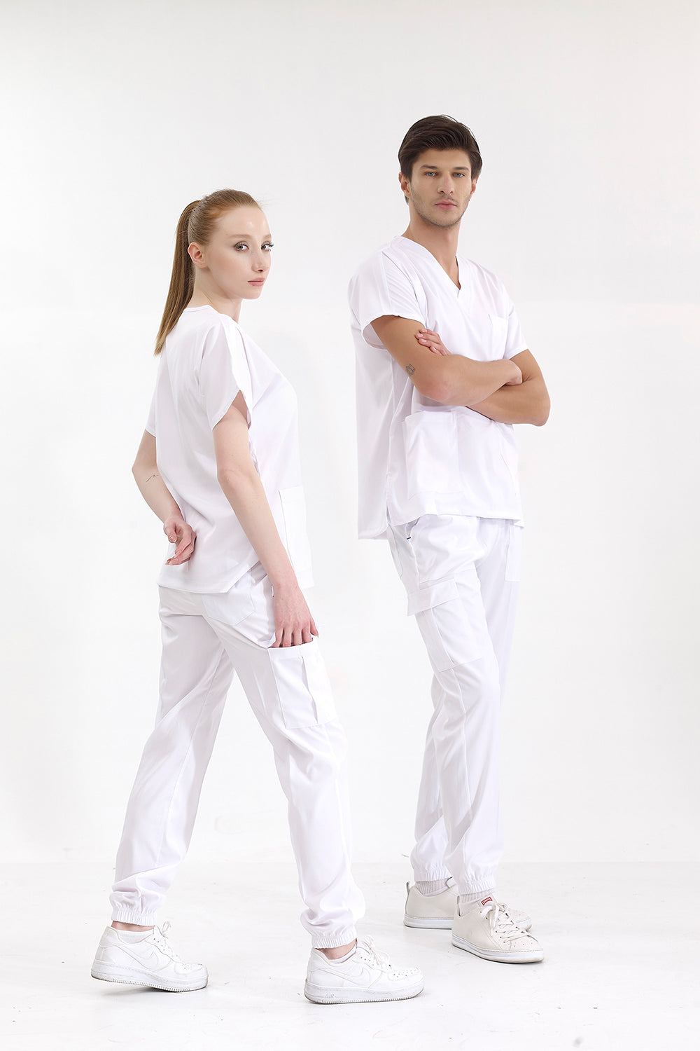 Jogger Lux Lycra Greys Suit - White