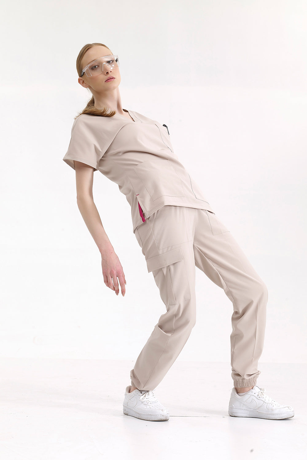 Jogger Lux Lycra Greys Suit - Cream