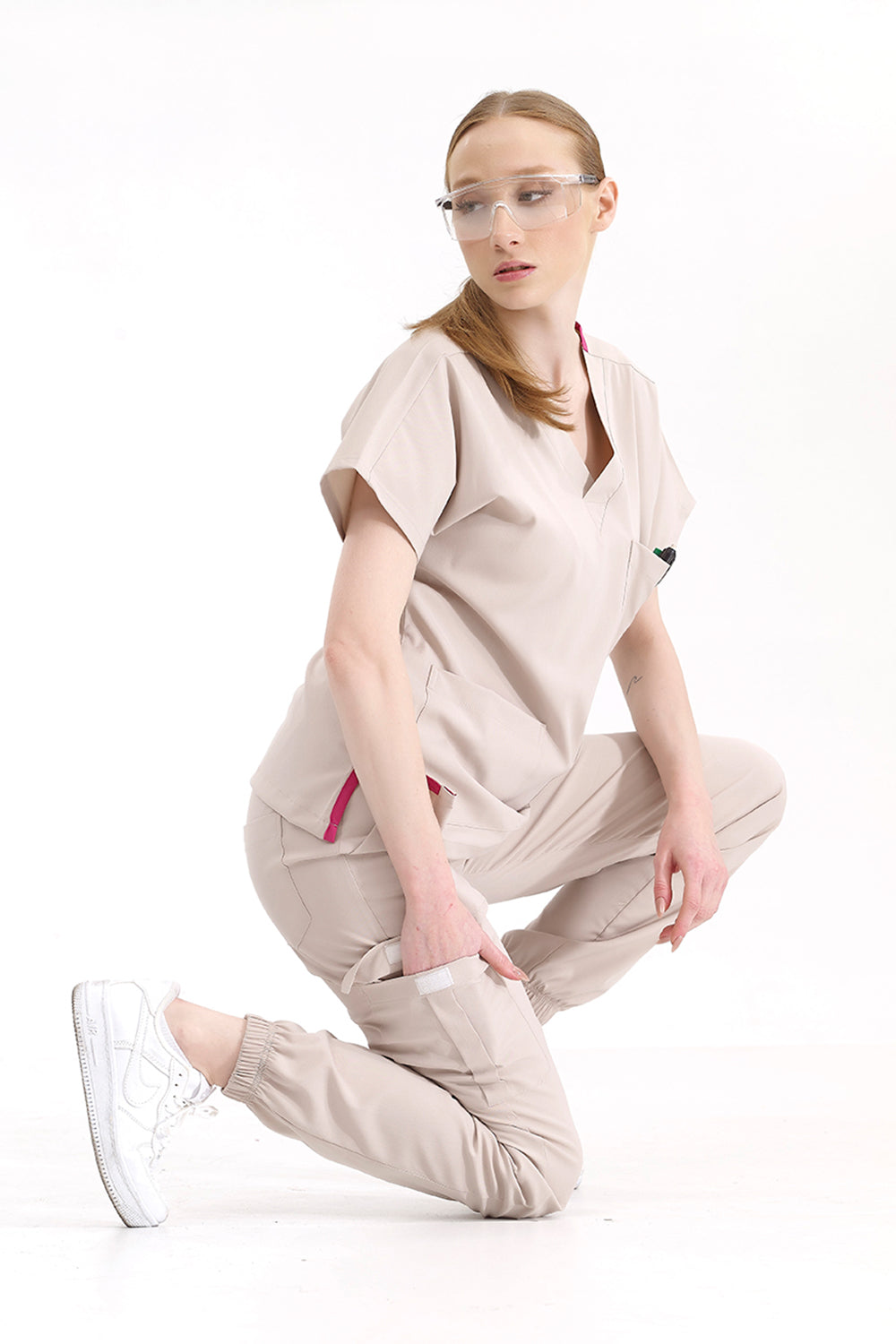 Jogger Lux Lycra Greys Suit - Cream