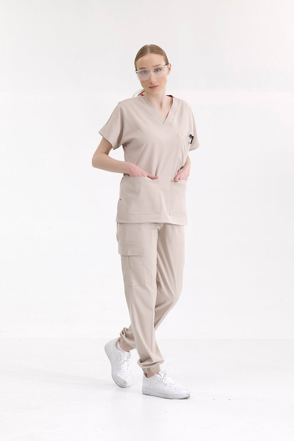 Jogger Lux Lycra Greys Suit - Cream