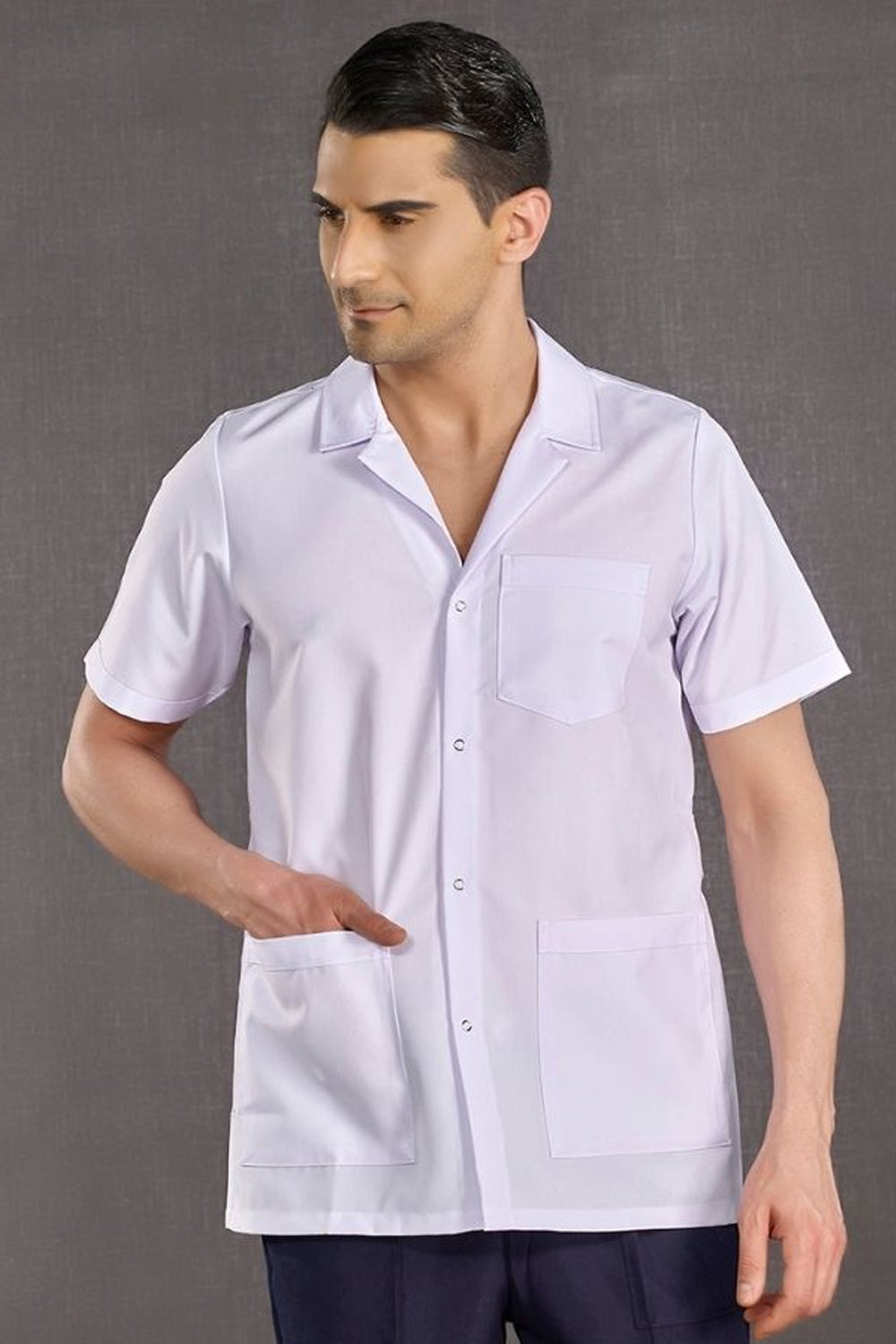 Men's Classic Collar Short Sleeve Short Apron (Alpaca Fabric)