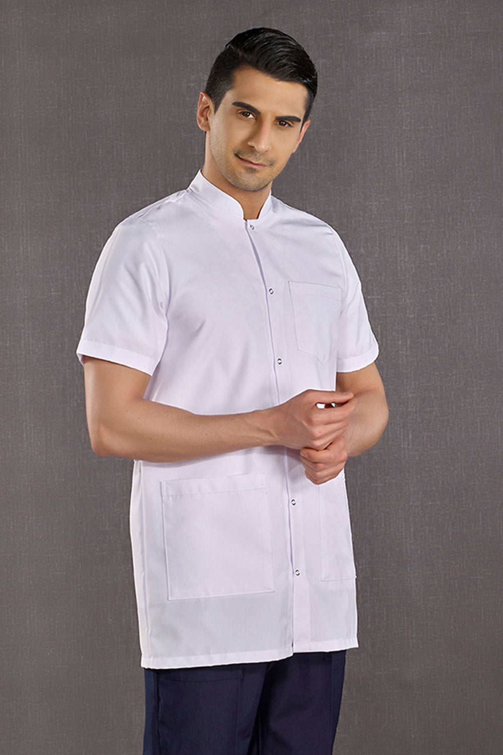 Men's Judge Collar Short Sleeve Short Apron (Alpaca Fabric)