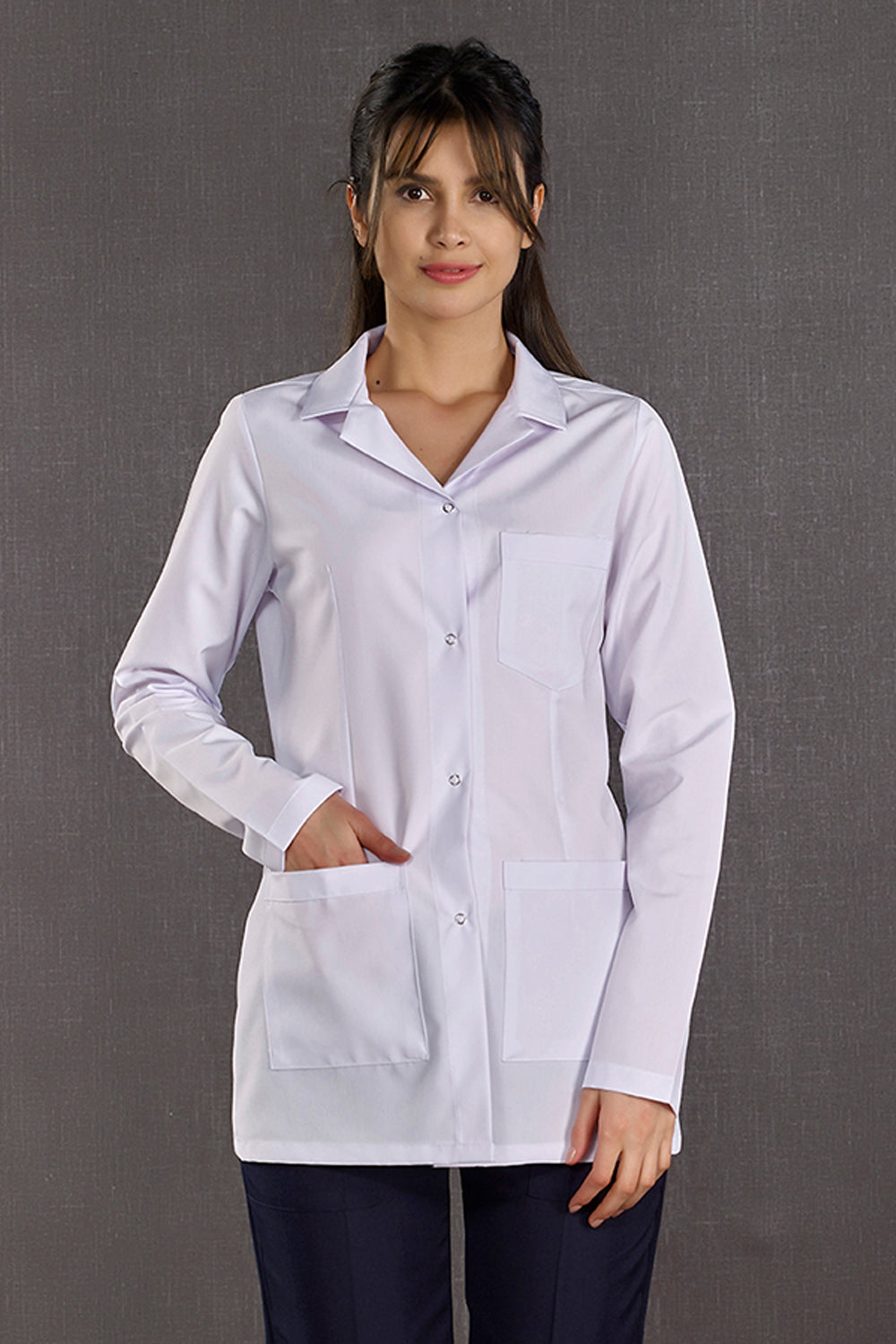Women's Classic Collar Lab Coat (Alpaca Fabric)