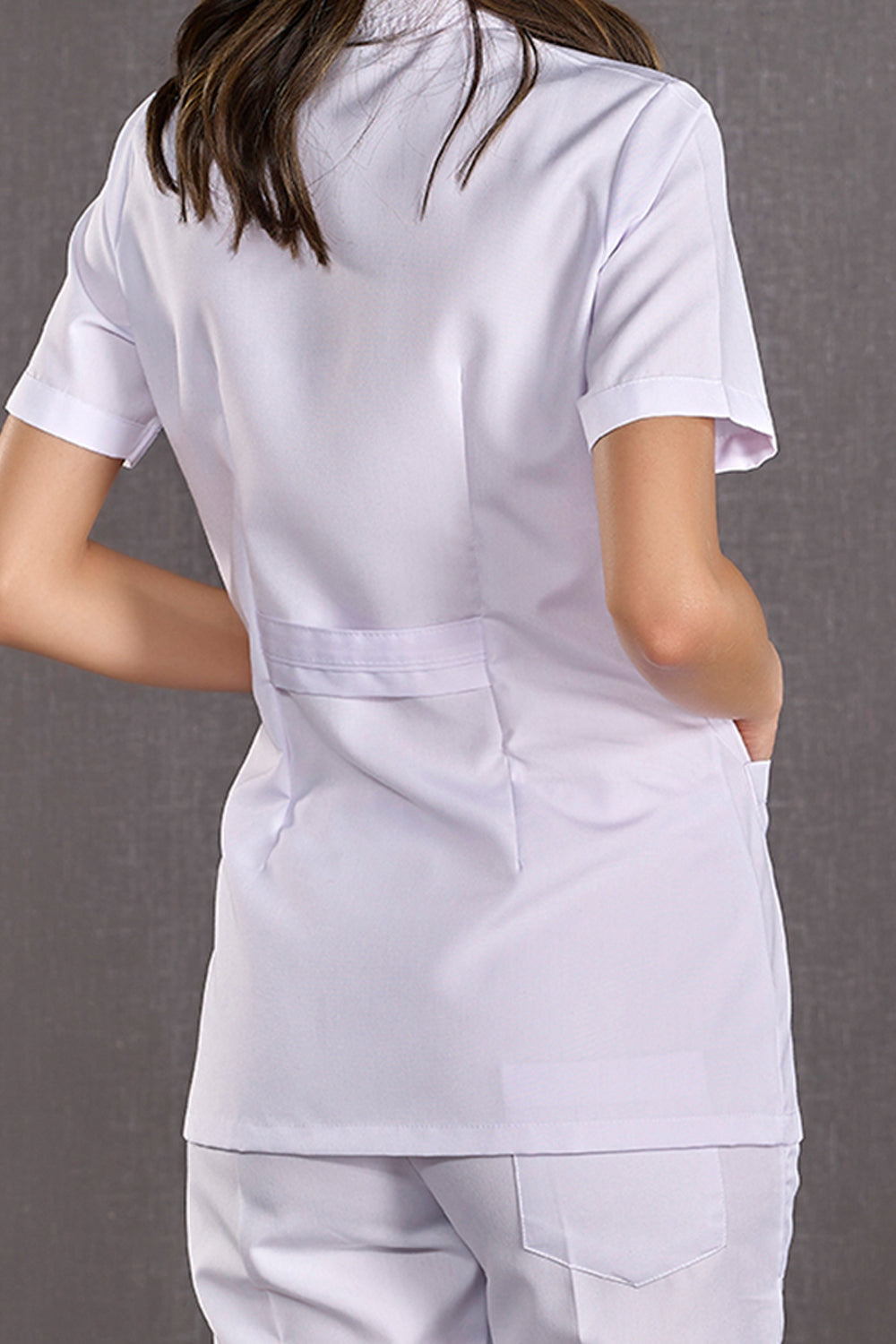 Women's Classic Collar Short Sleeve Short Apron (Alpaca Fabric)