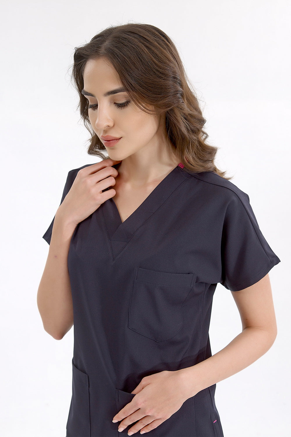 Classic Surgical Collar Scrubs Suit - Navy Blue (Thin Fabric)