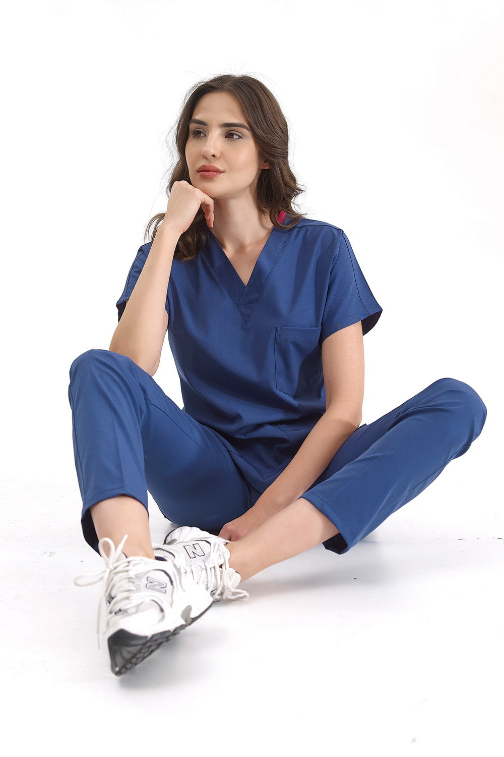 Classic Surgical Collar Scrubs Suit - Petrol Blue (Thin Fabric)