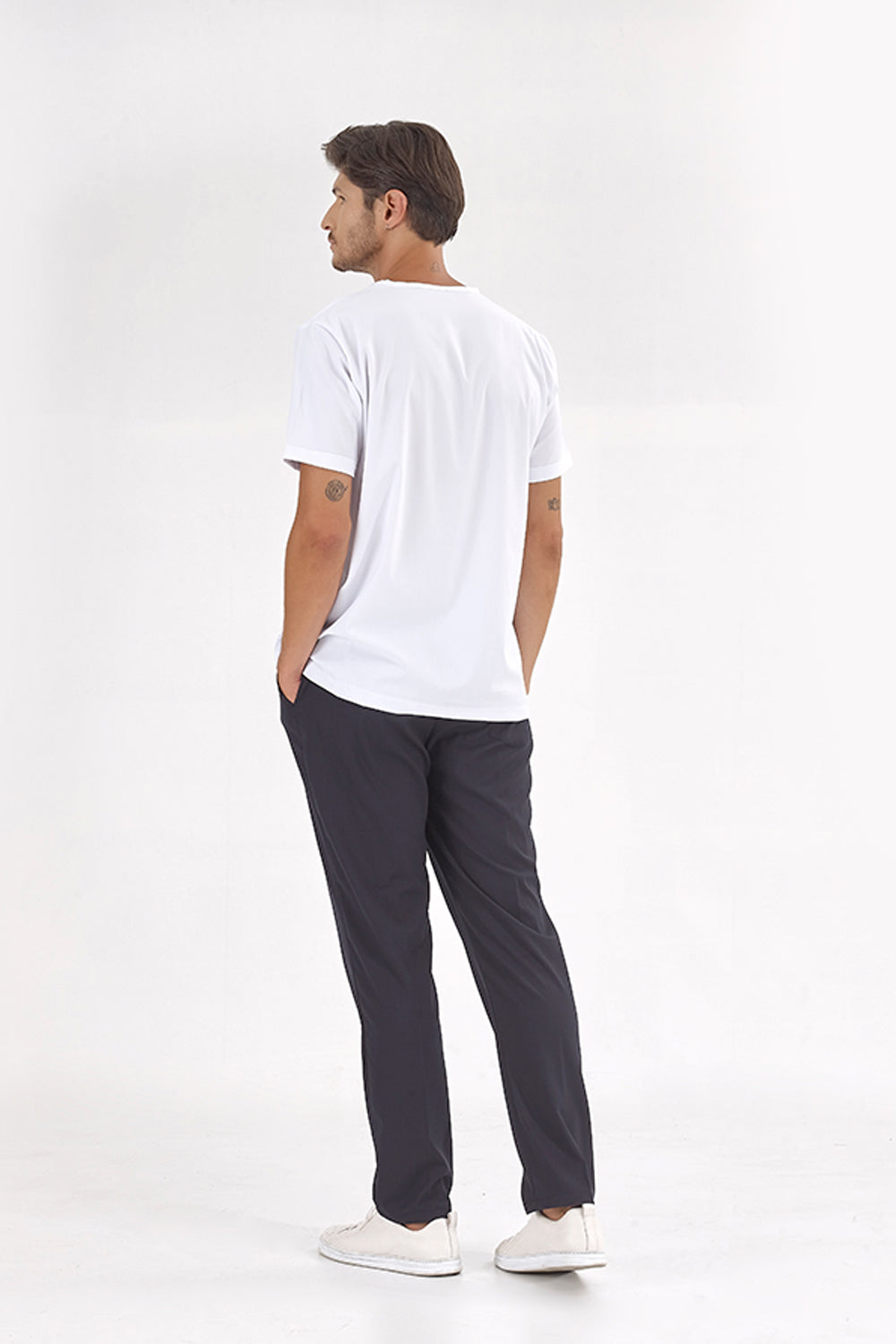Top White Pants Navy Blue Silva Lux Lycra Suit