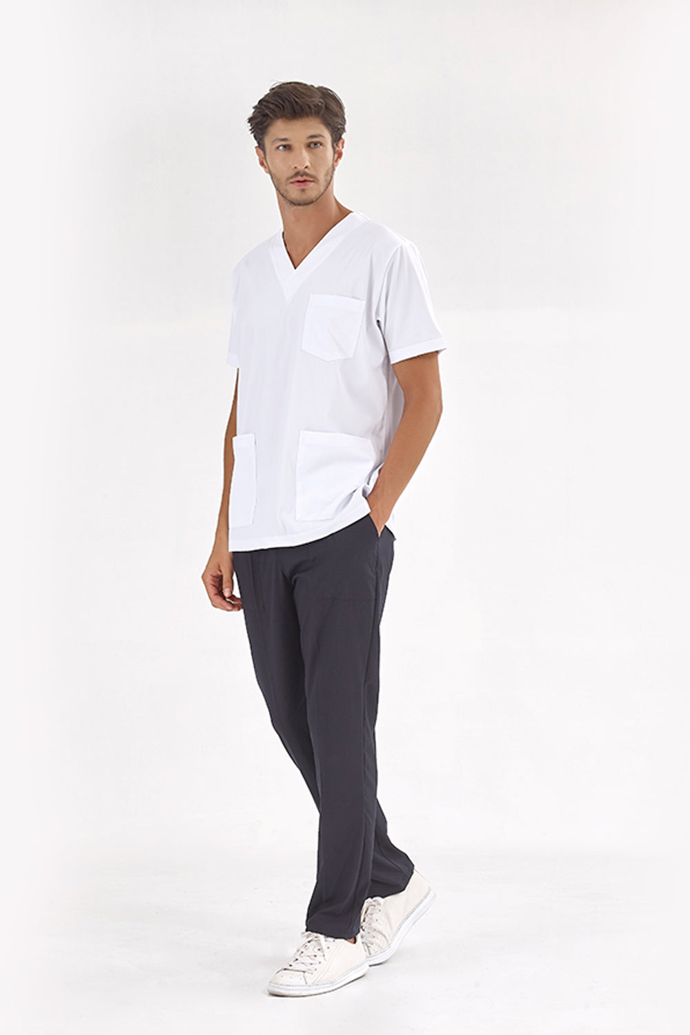 Top White Pants Navy Blue Silva Lux Lycra Suit