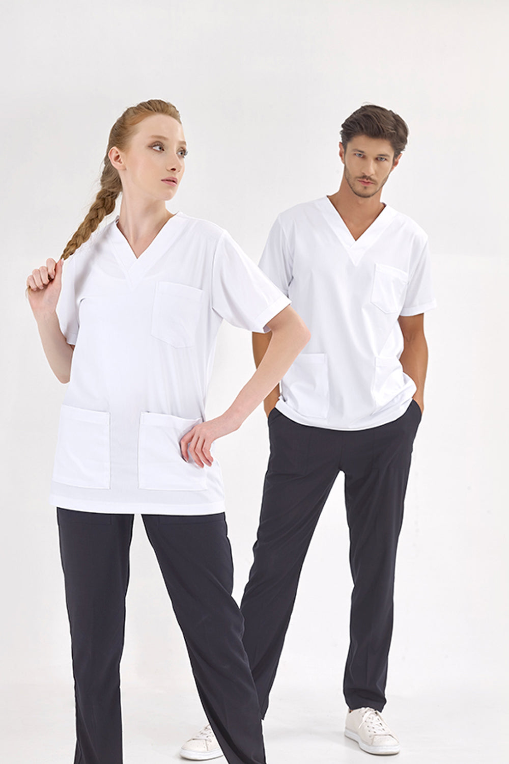 Top White Pants Navy Blue Silva Lux Lycra Suit