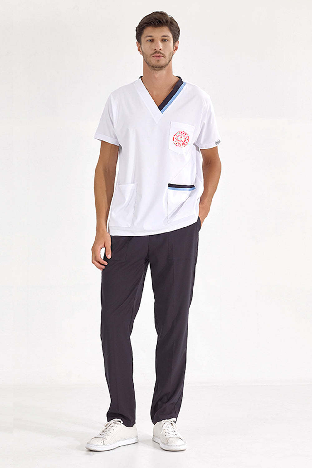 Light Blue-Navy Blue Double Collar Lux Lycra Suit