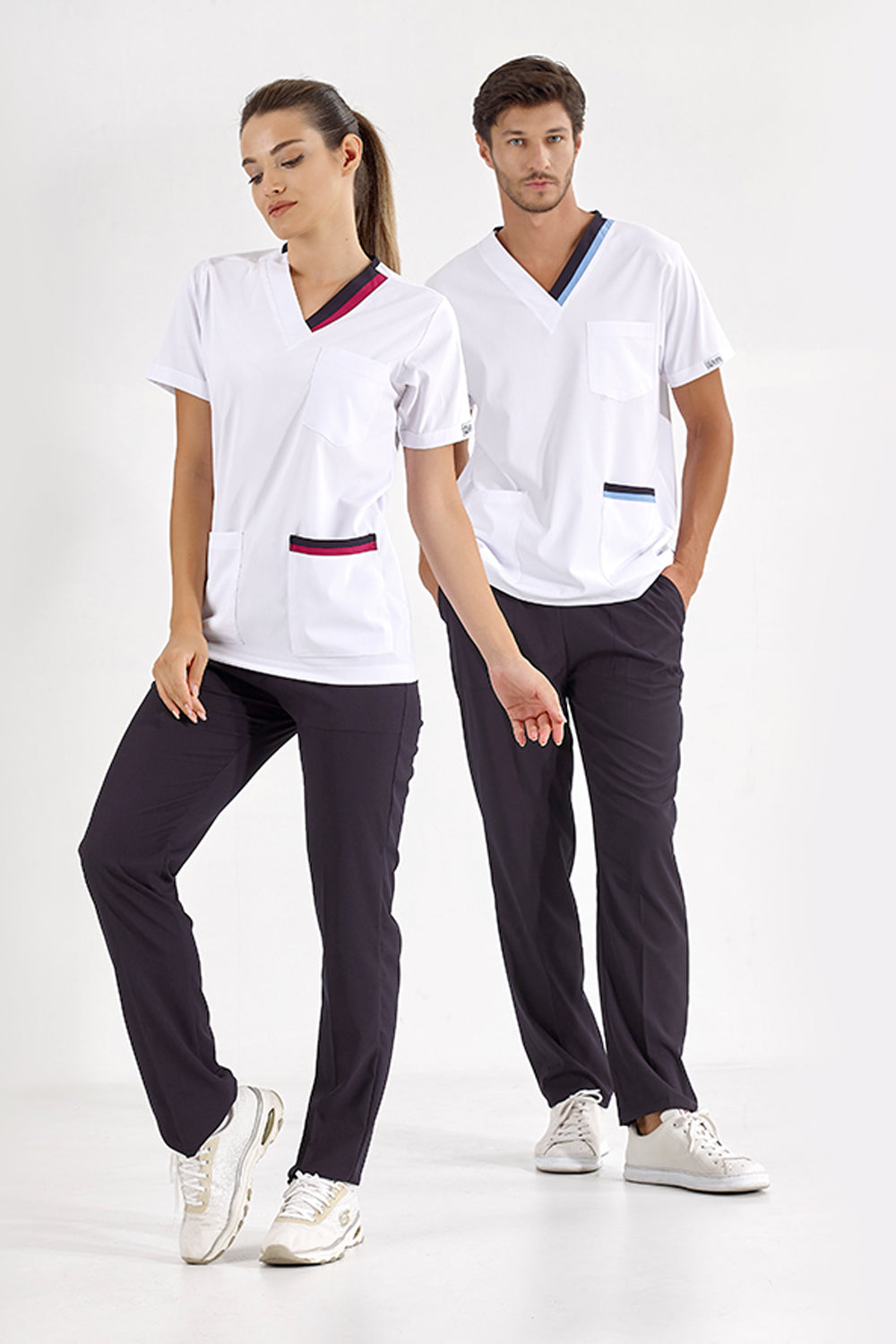 Light Blue-Navy Blue Double Collar Lux Lycra Suit