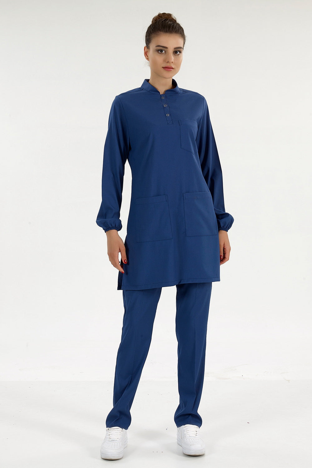 Lux Lycra Judge Collar Hijab Suit - Petrol Blue