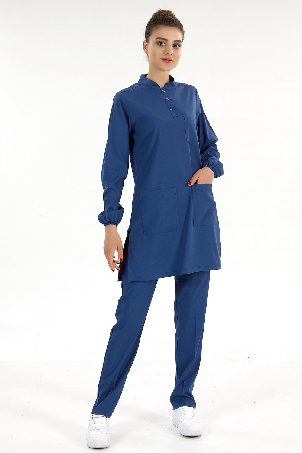 Lux Lycra Judge Collar Hijab Suit - Petrol Blue