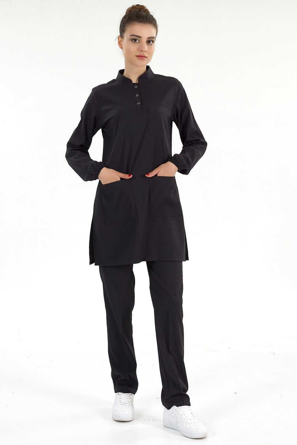 Lux Lycra Judge Collor Hıjab Suit - Black