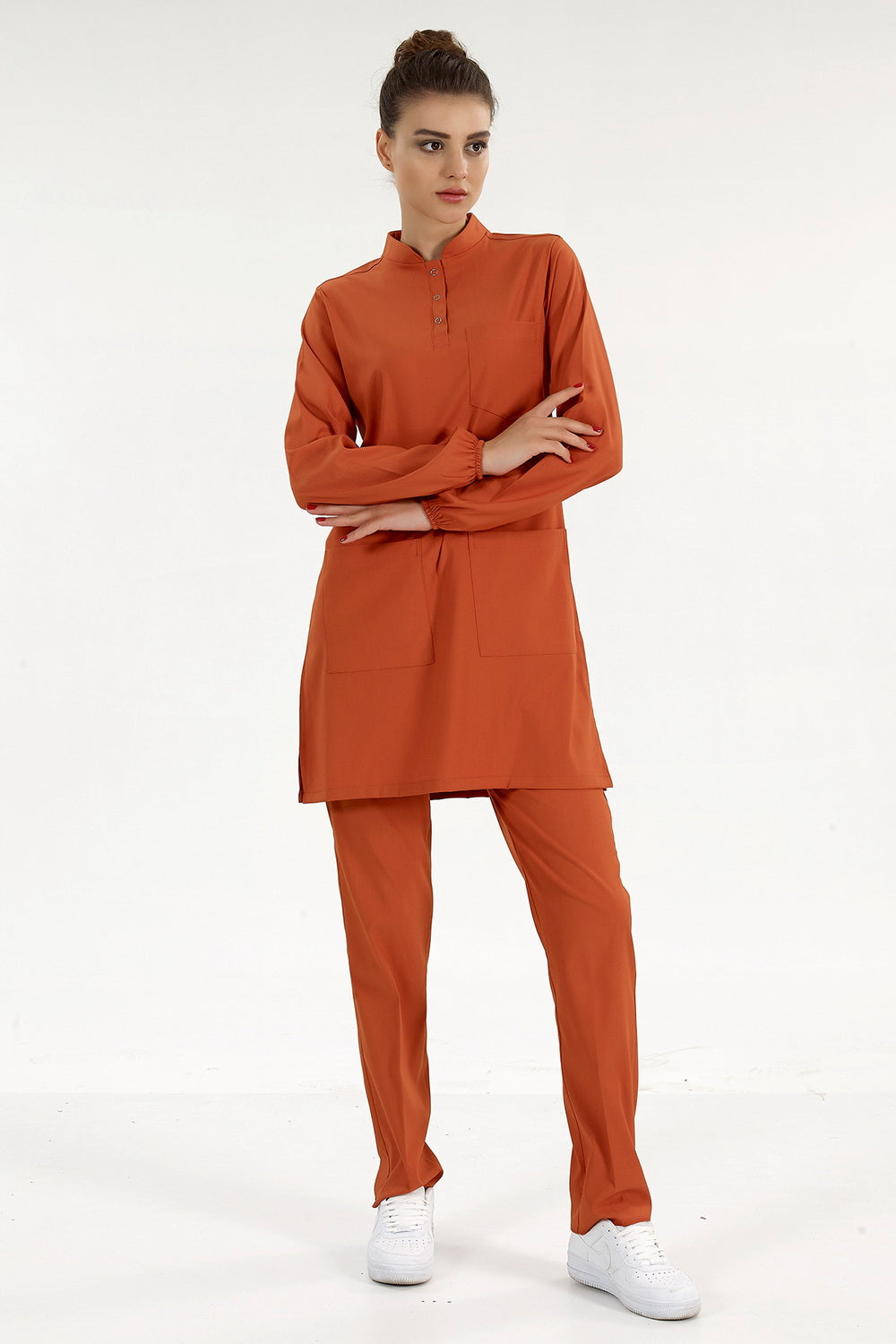 Lux Lycra Judge Collar Hijab Suit - Tile