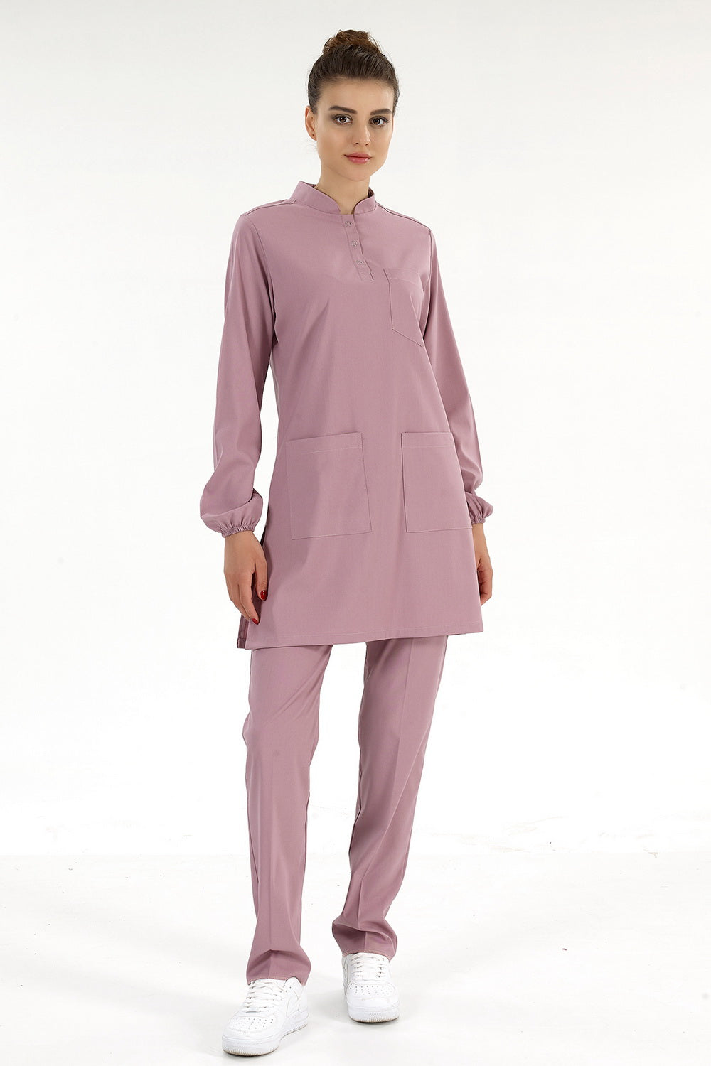 Lux Lycra Judge Collar Hijab Suit - Dried Rose