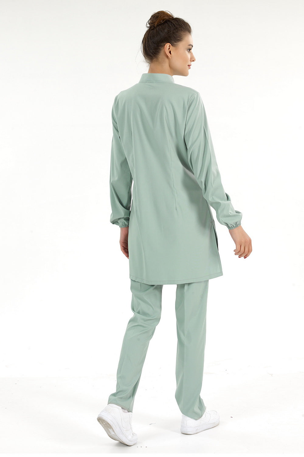 Lux Lycra Judge Collor Hıjab Suit - Mint Green