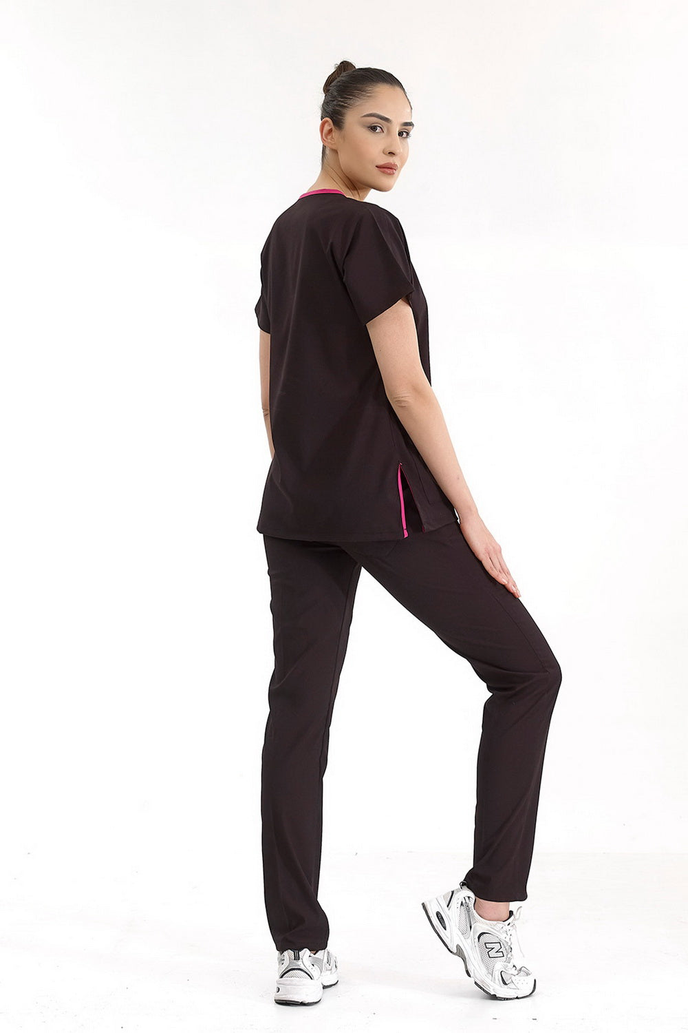 Classic Surgical Collar Scrubs Suit - Black (Thin Fabric)