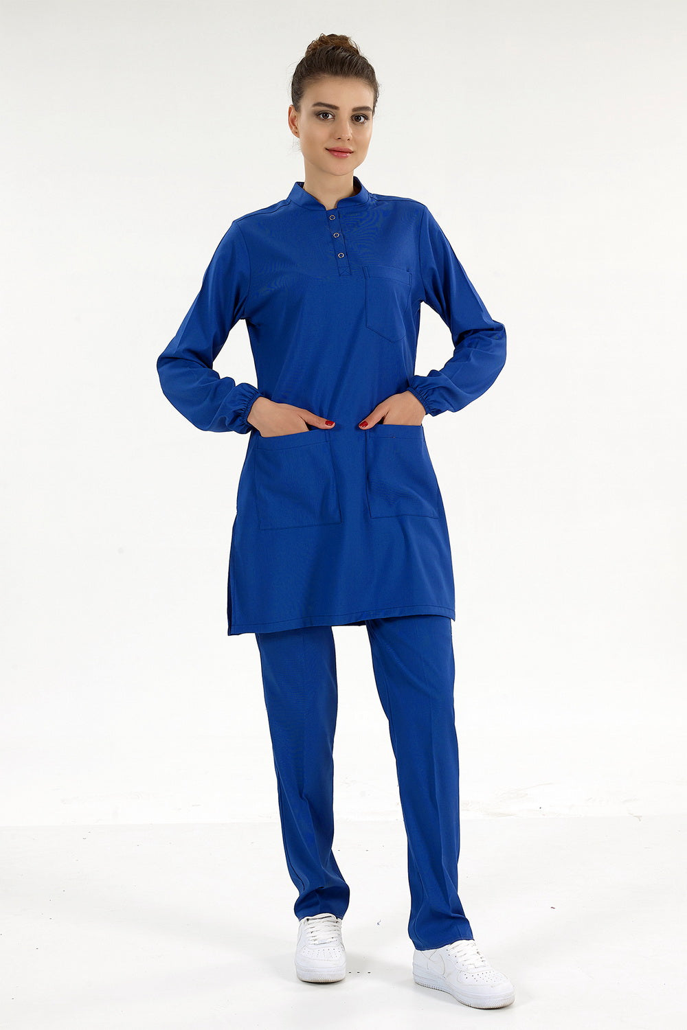 Lux Lycra Judge Collor Hijab Suit - Sax Blue