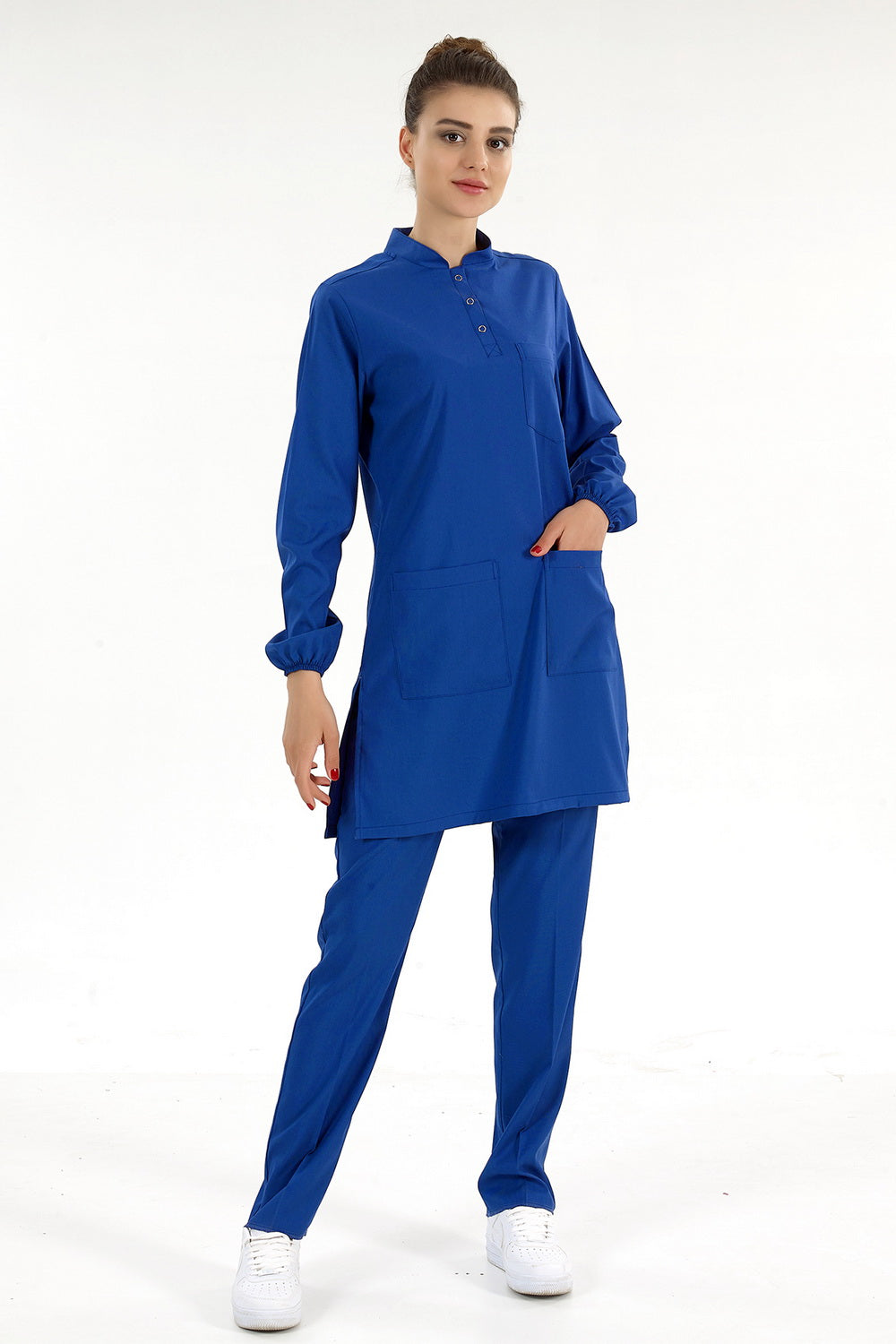 Lux Lycra Judge Collor Hijab Suit - Sax Blue