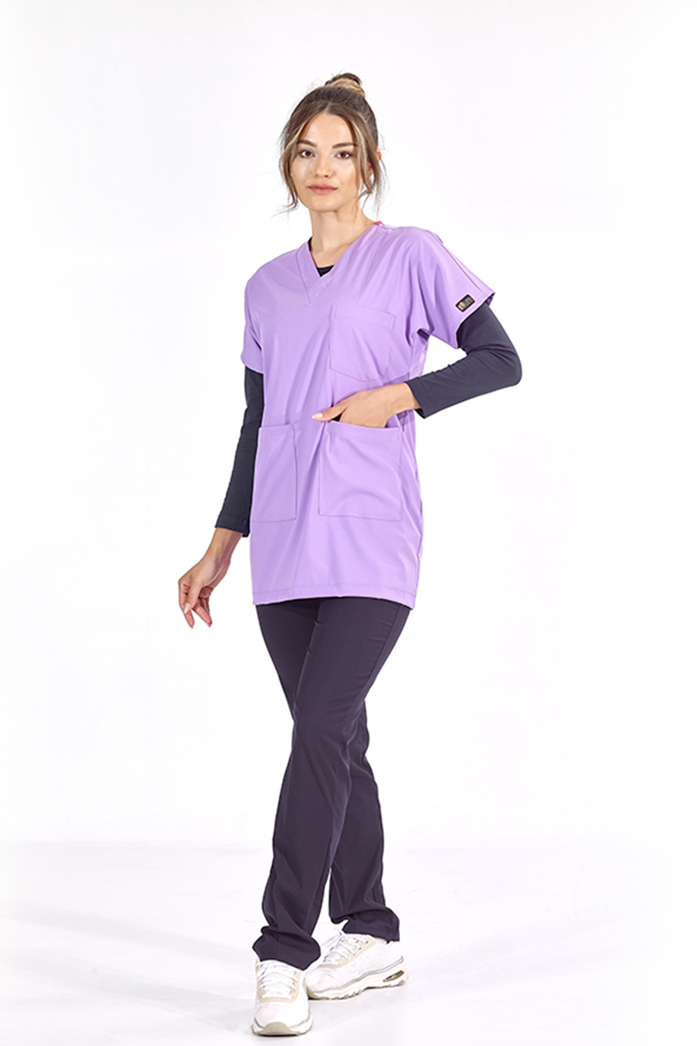 Lux Lycra Greys Tunic Length Single Top - Lilac
