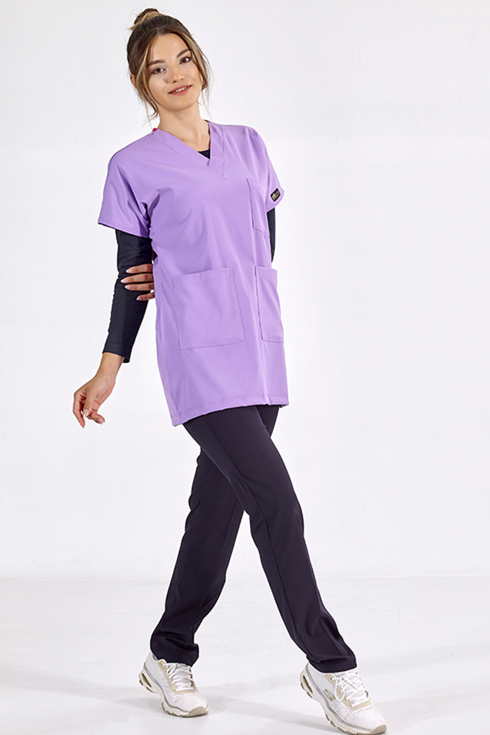 Lux Lycra Greys Tunic Length Single Top - Lilac