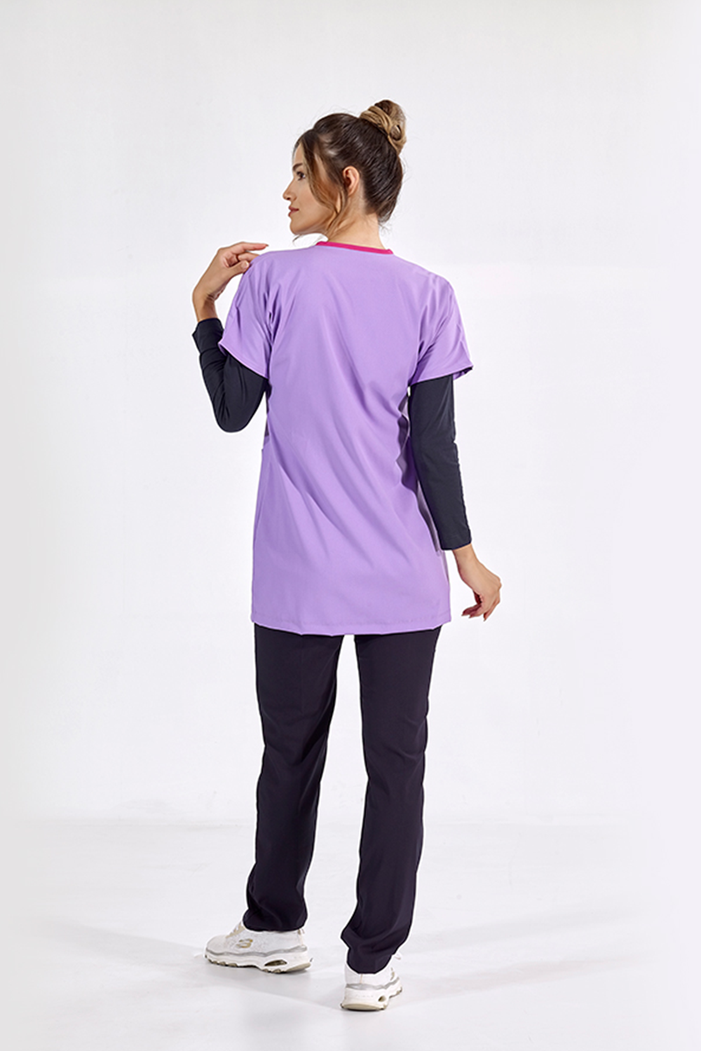 Lux Lycra Greys Tunic Length Single Top - Lilac