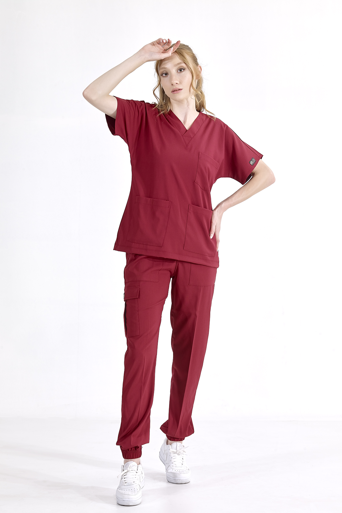 Jogger Lux Lycra Greys Suit - Burgundy