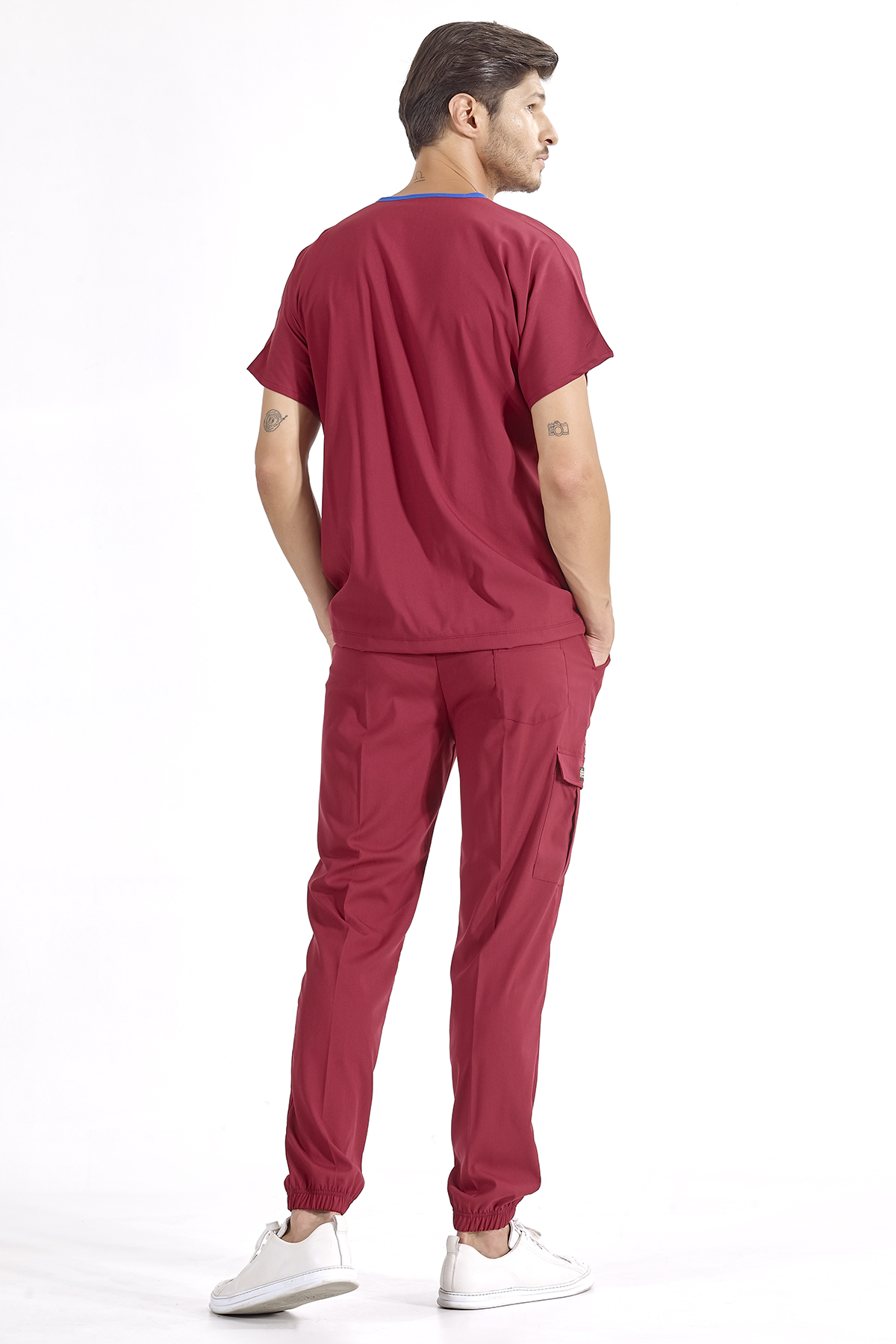 Jogger Lux Lycra Greys Suit - Burgundy