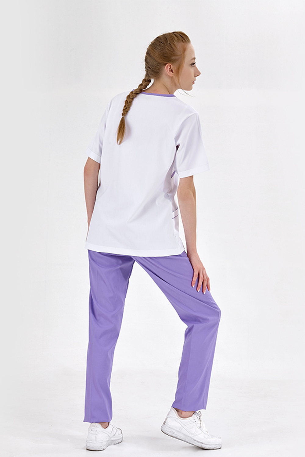 Lilac Double Breasted Collar Single Top (Lux Lycra Fabric)