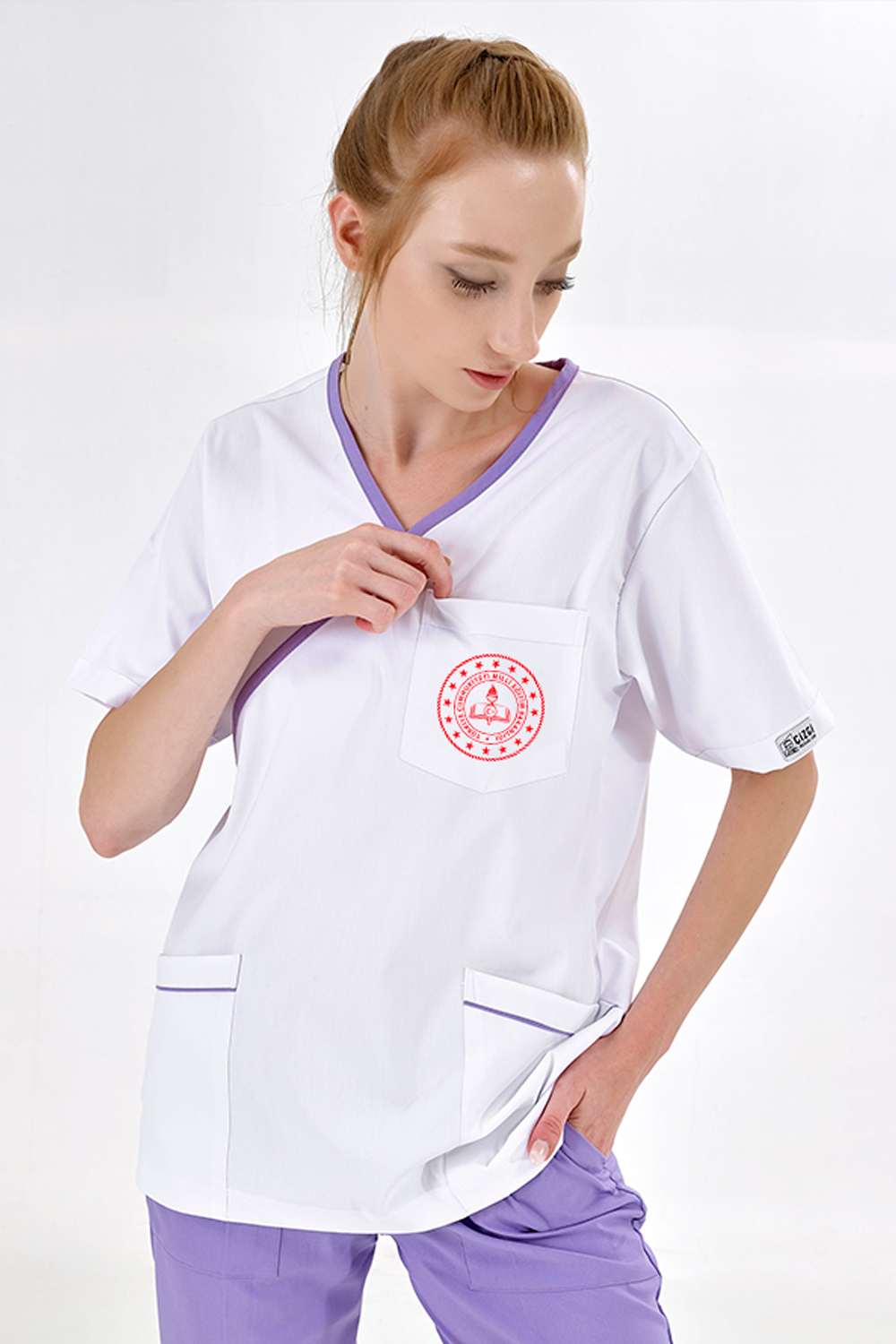 Lilac Double Breasted Collar Single Top (Lux Lycra Fabric)