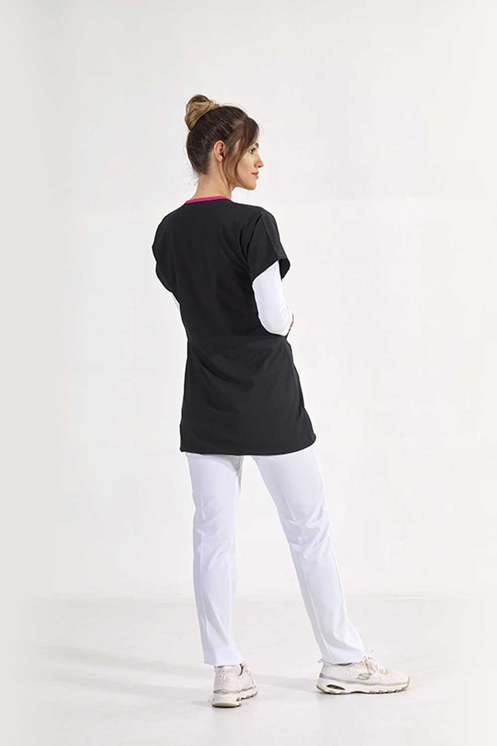 Lux Lycra Greys Tunic Length Single Top - Navy Blue