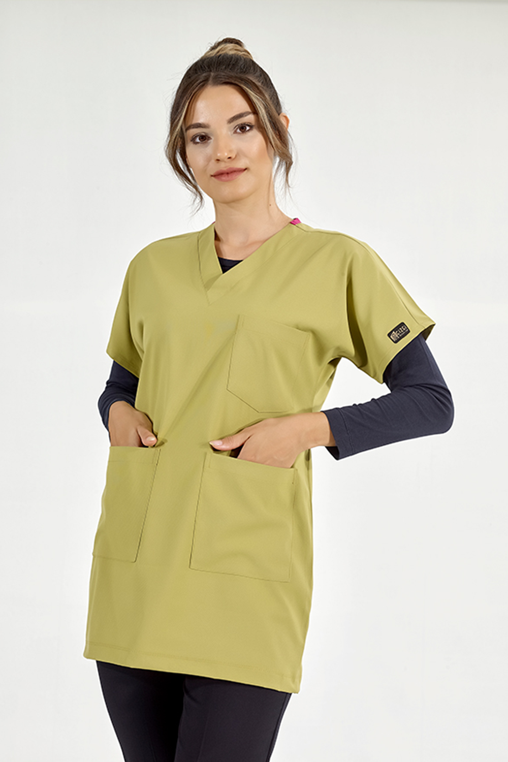Lux Lycra Greys Tunic Length Single Top - Pistachio