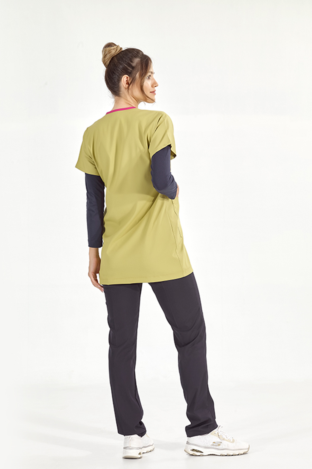 Lux Lycra Greys Tunic Length Single Top - Pistachio