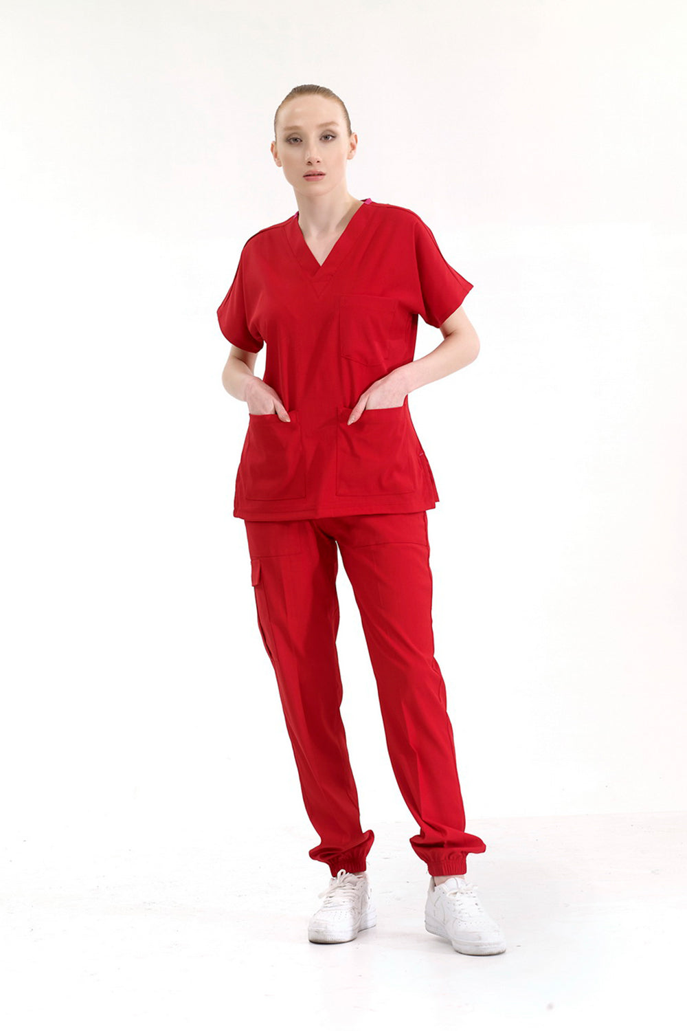 Jogger Lux Lycra Greys Suit - Red