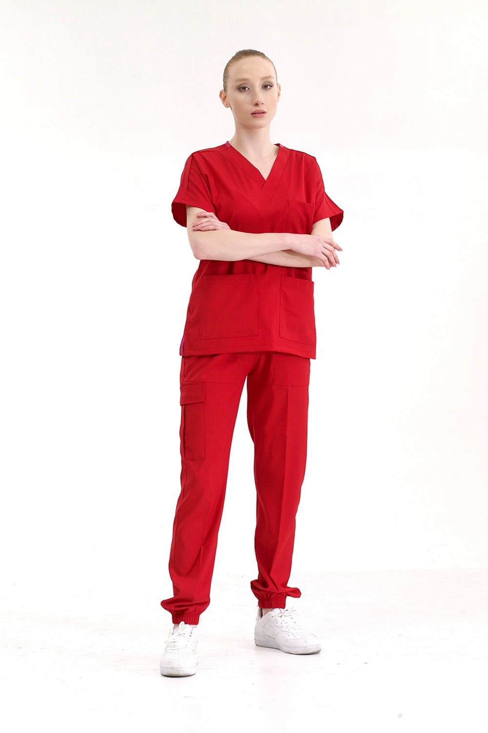 Jogger Lux Lycra Greys Suit - Red