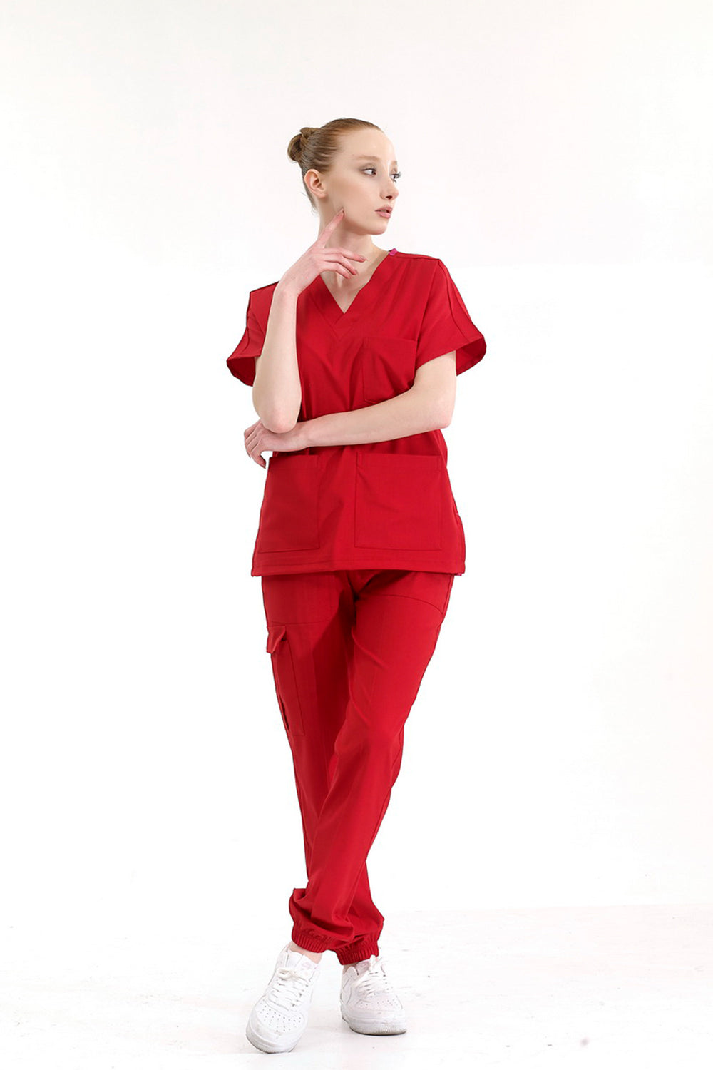 Jogger Lux Lycra Greys Suit - Red