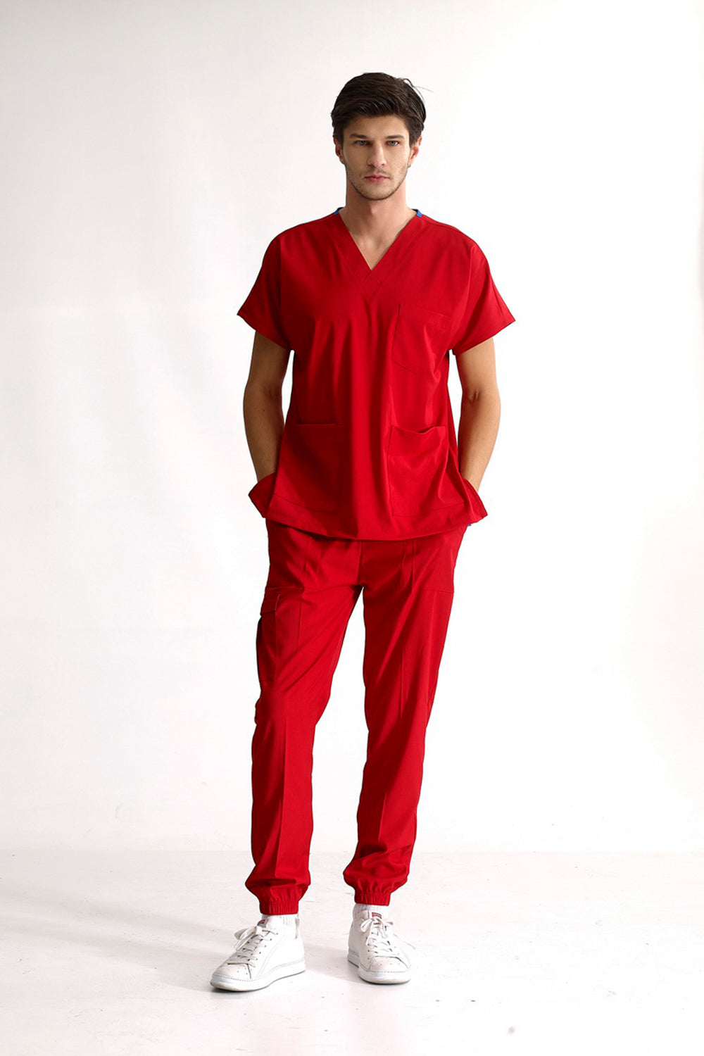 Jogger Lux Lycra Greys Suit - Red